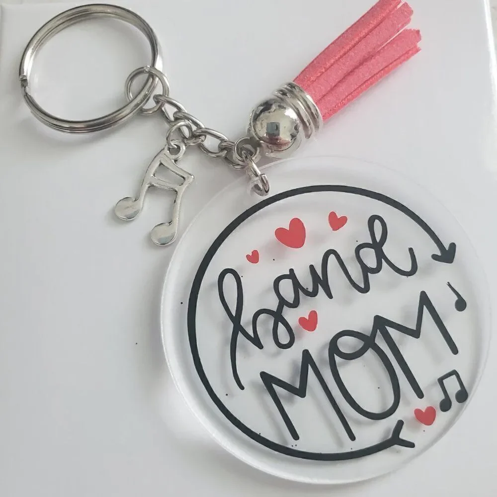 Band Mom Keychain, Band Dad Keychain, Music Note Keychain